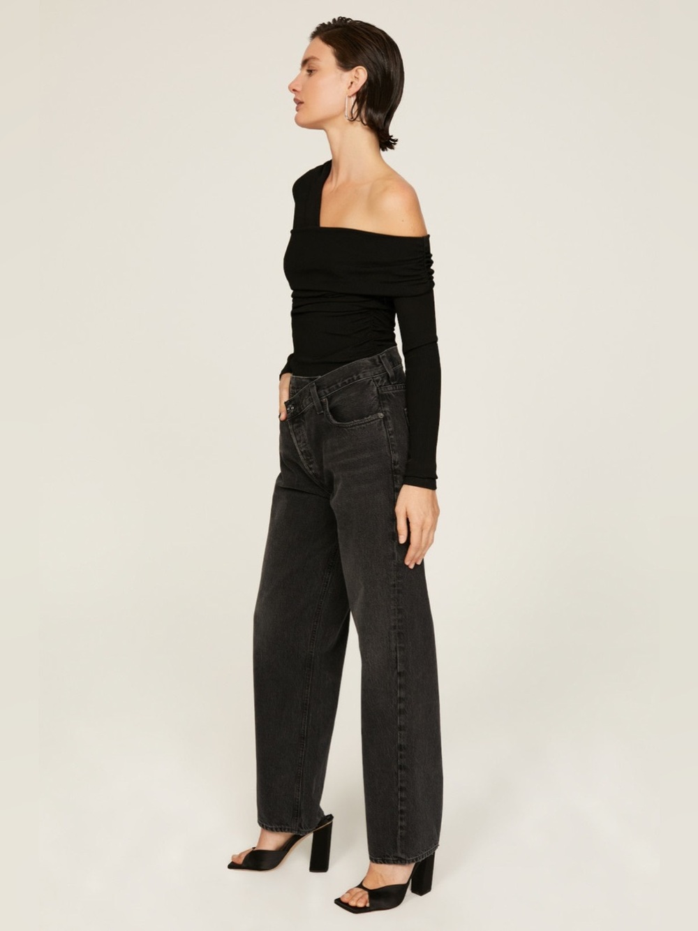 Agolde Criss Cross Black Straight Leg High-Rise Jeans - Picture 3 of 11